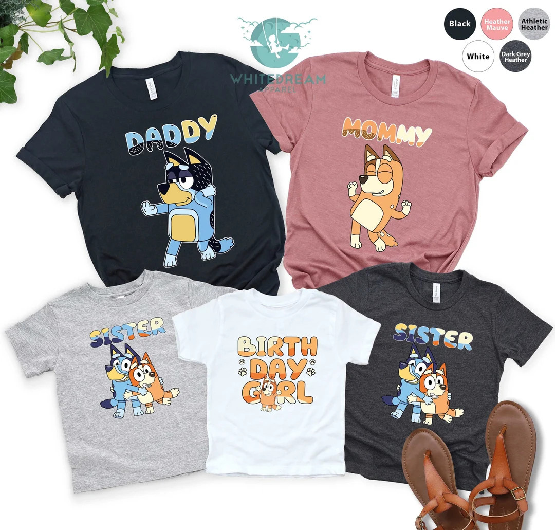 Personalized Bluey Family Shirt, Birthday Party Shirt, Bluey Bingo Sister Shirts, Bandit Daddy Sh... | Etsy (US)