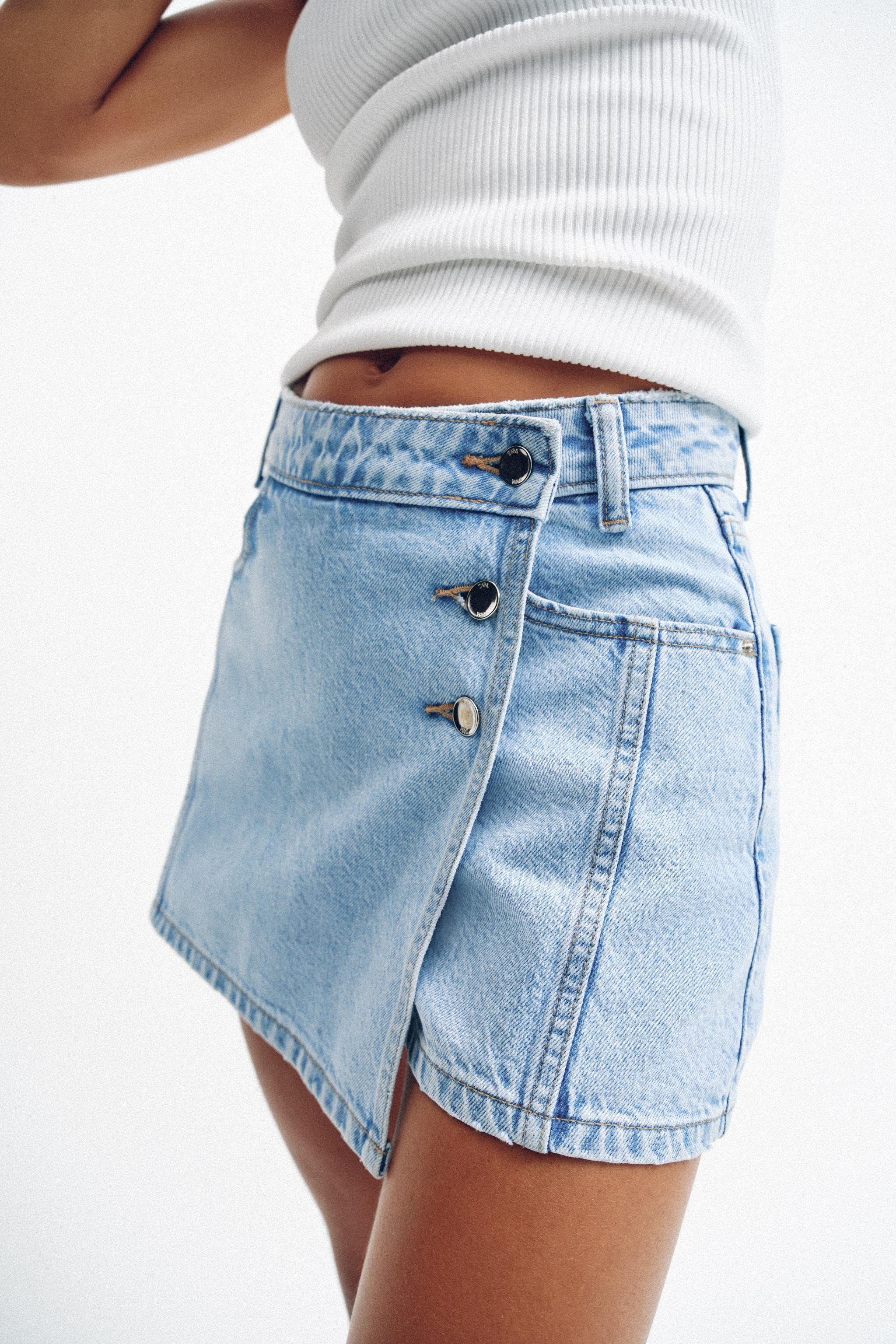 Z1975 WRAP DENIM SKORT | Zara UK