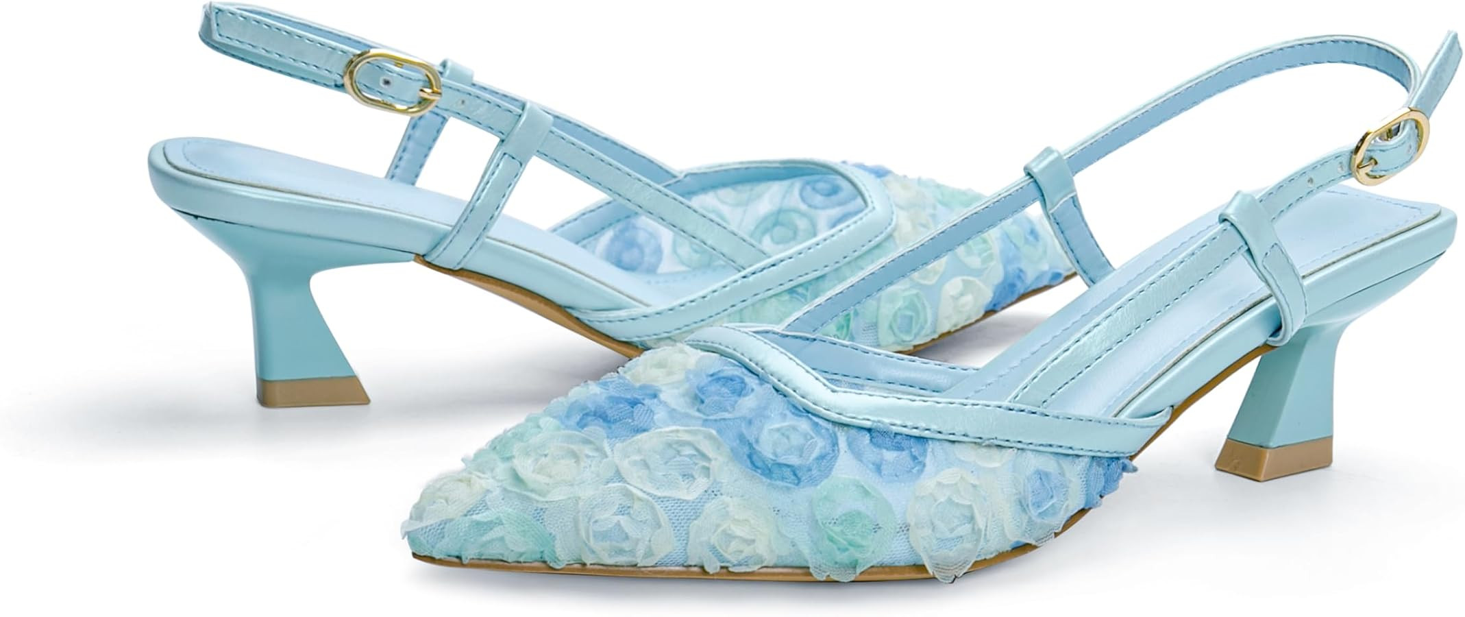 Close Toe Pump Shoes for Women Pointed Toe Slingback Flowers Floral Kitten Heels Sandals Dressy H... | Amazon (US)