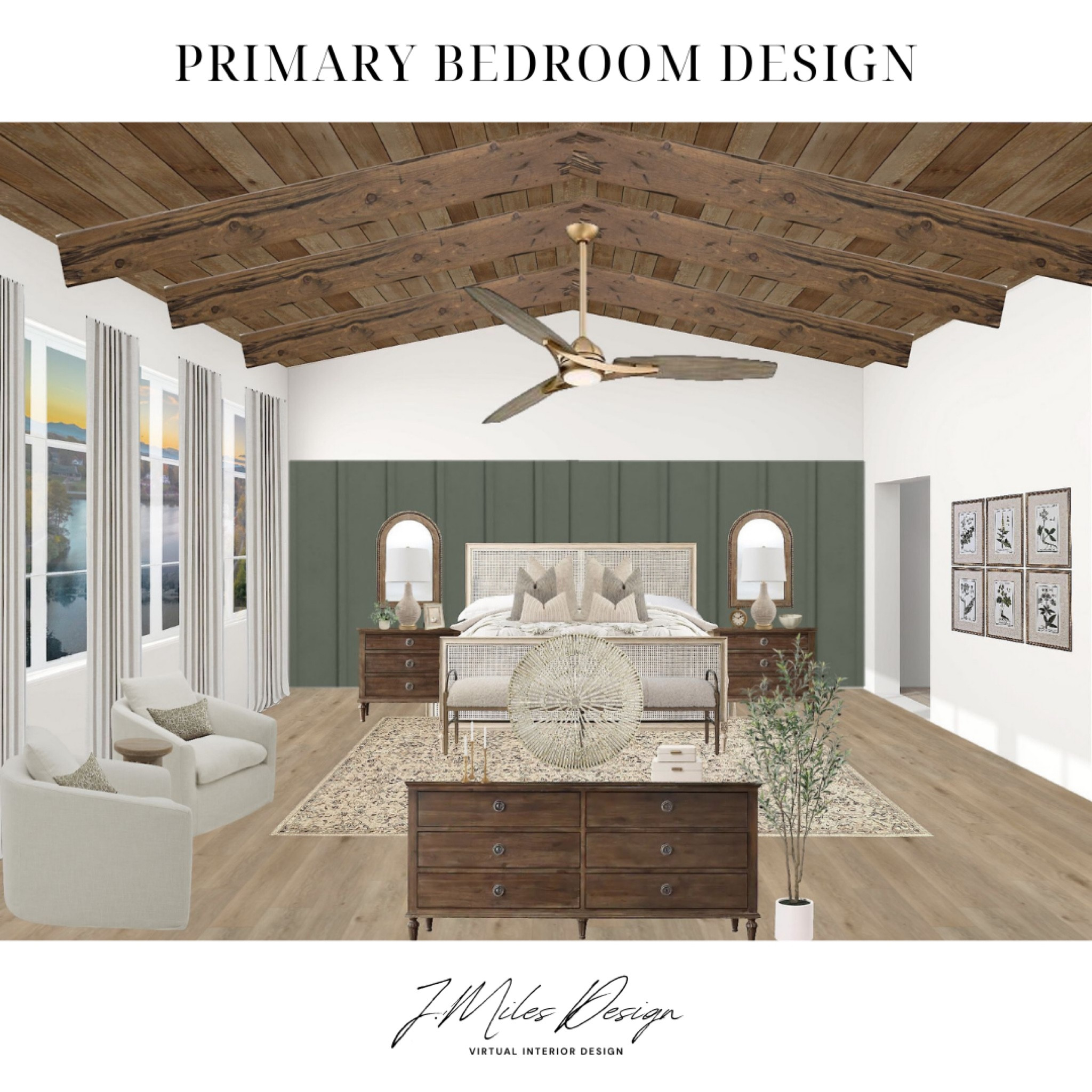 A serene retreat ✨ This primary bedroom blends warm wood tones, soft neutrals, and a stunning green accent wall for the perfect mix of cozy and elevated. 🌿🤍 #BedroomGoals #InteriorInspo

#LTKHome