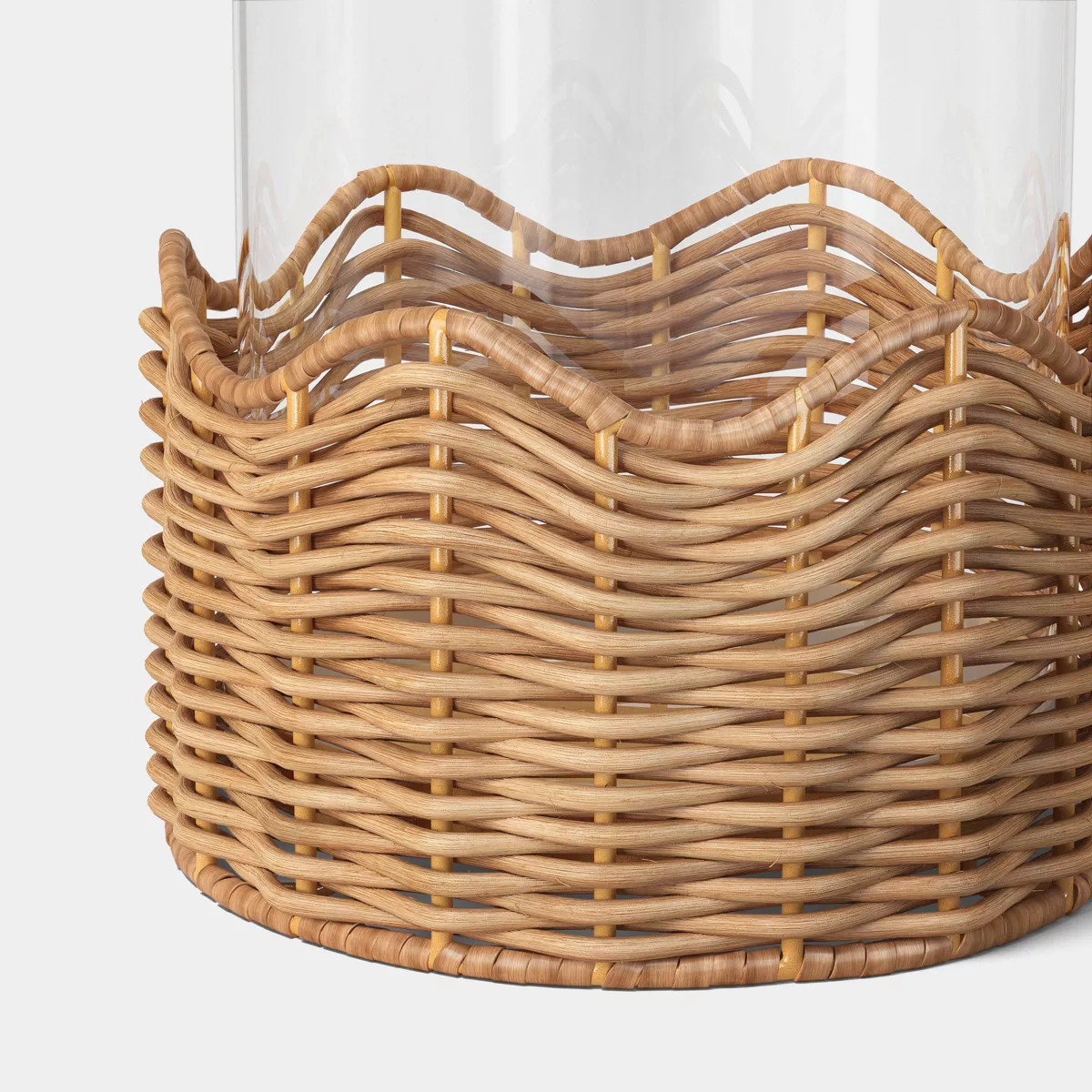 9"x6" Scalloped Rattan Hurricane Pillar Candle Holder - Threshold\u2122 | Target