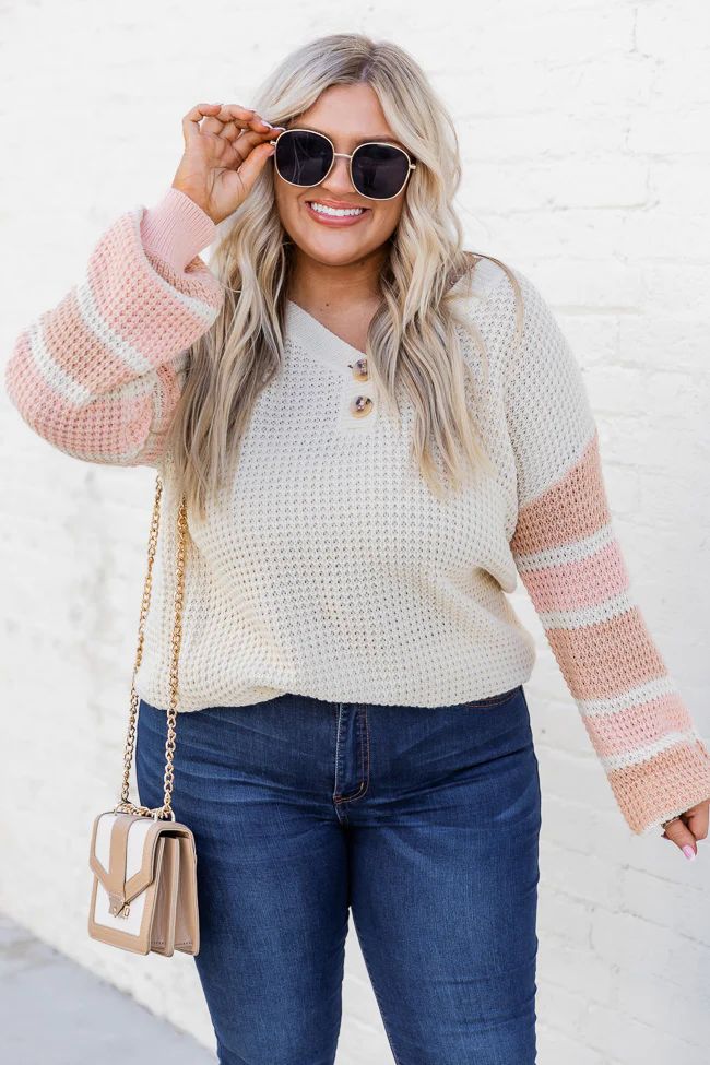 Never Go Without Pink Striped Open Knit Sweater | Pink Lily