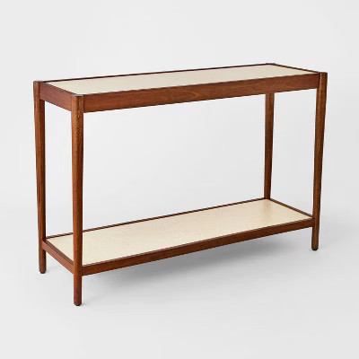 Natural Linen Console Table with Shelf Mahogany Brown - Threshold™ designed with Studio McGee | Target