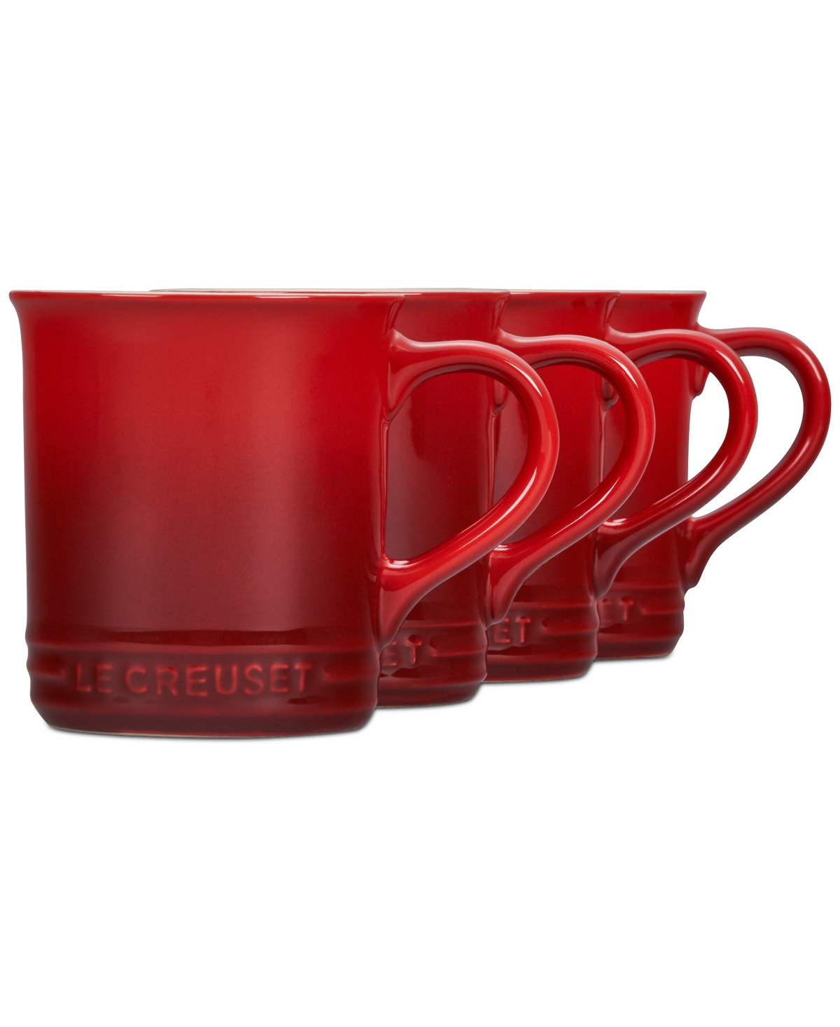 Le Creuset 14 oz. Stoneware Set of Four Coffee Mugs - Cerise | Macy's
