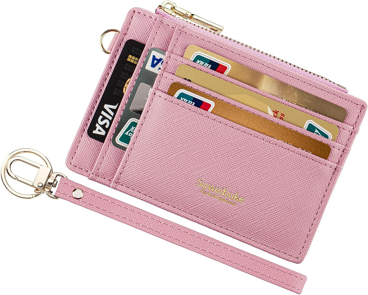 Women Slim Rfid Blocking Credit Card Case Holder Wristlet Zip ID Case Wallet Small Compact Leathe... | Amazon (US)