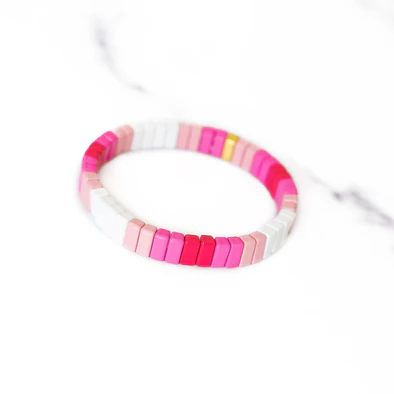 Pink Ombre Tile Bracelet | Golden Thread