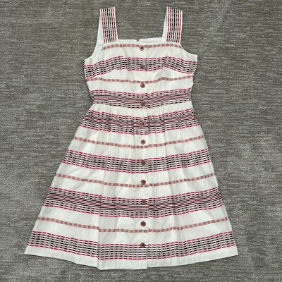 Gal Meets Glam Dress Womens 8 White Pink Striped Sun Spring Easter Ashton  | eBay | eBay US