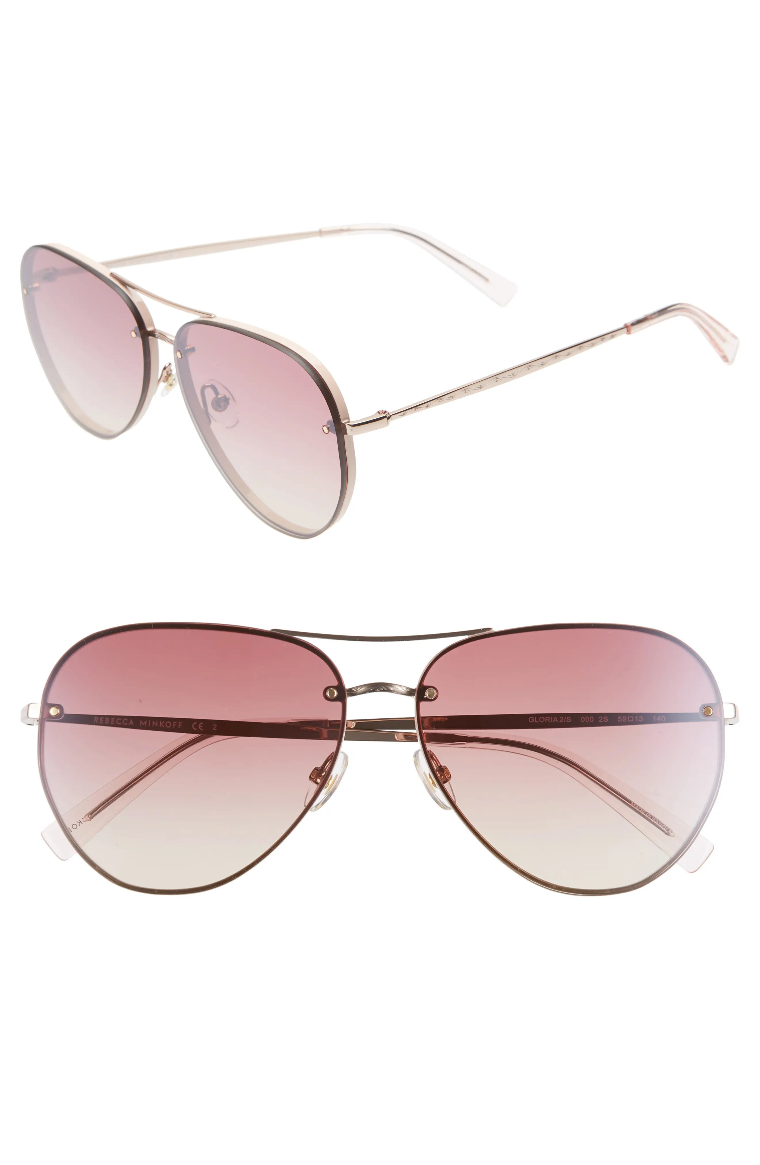 Women's Rebecca Minkoff Gloria2 59mm Aviator Sunglasses - Rose Gold | Nordstrom
