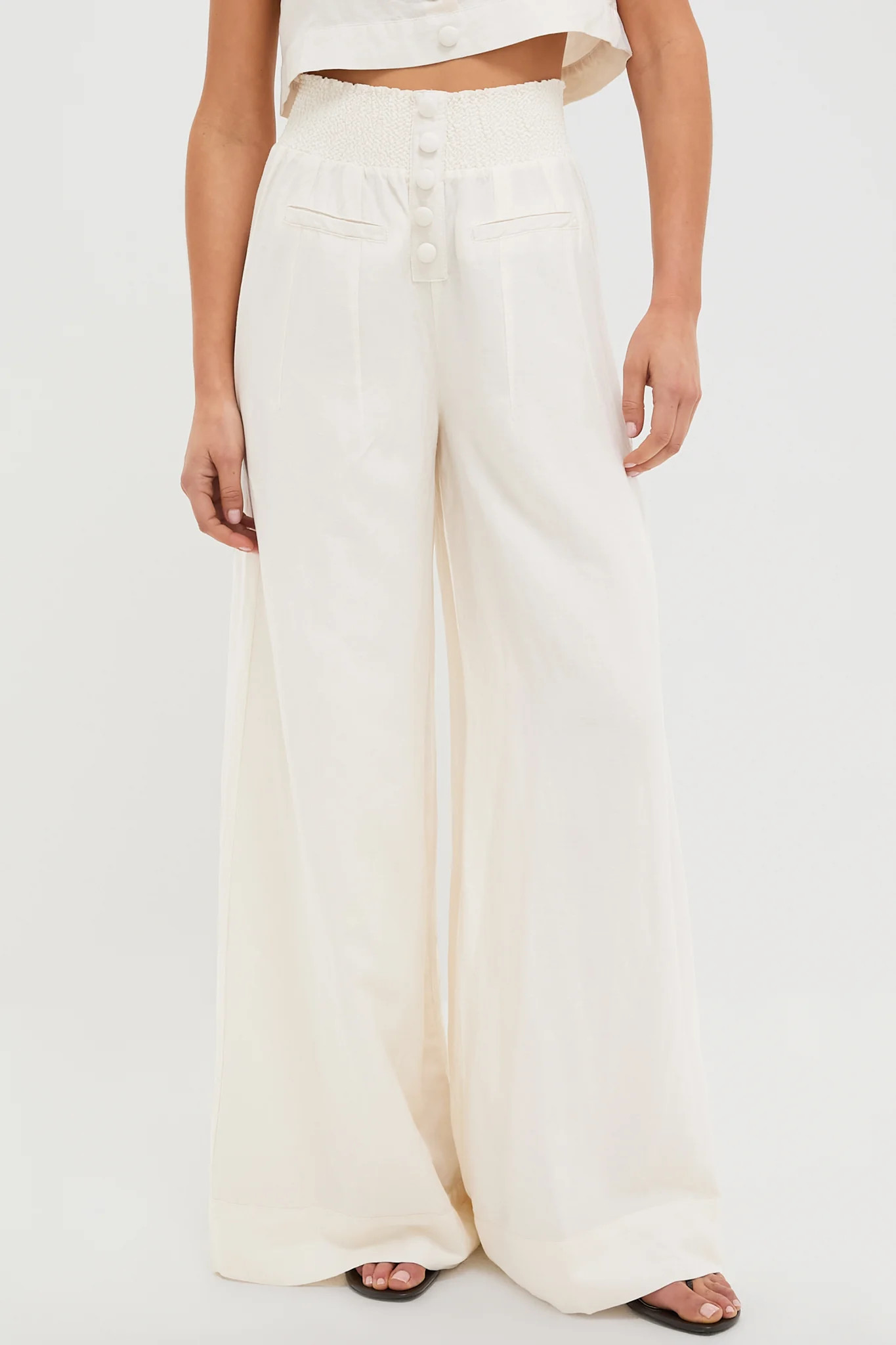 Off-White Button Front Palazzo Pant | Tuckernuck (US)