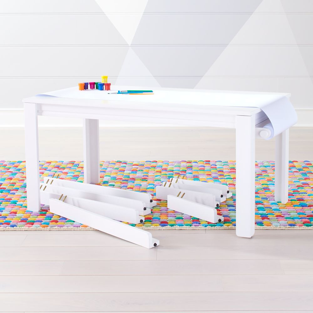 Complete Large Adjustable White Kids Table Set | Crate & Barrel