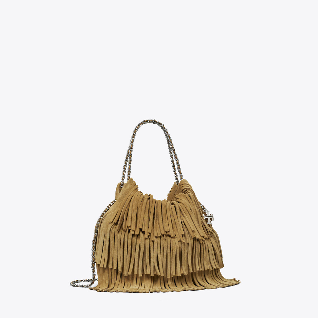 Tory Burch Mini Fleming Suede Fringe Hobo Bag | Tory Burch (US)