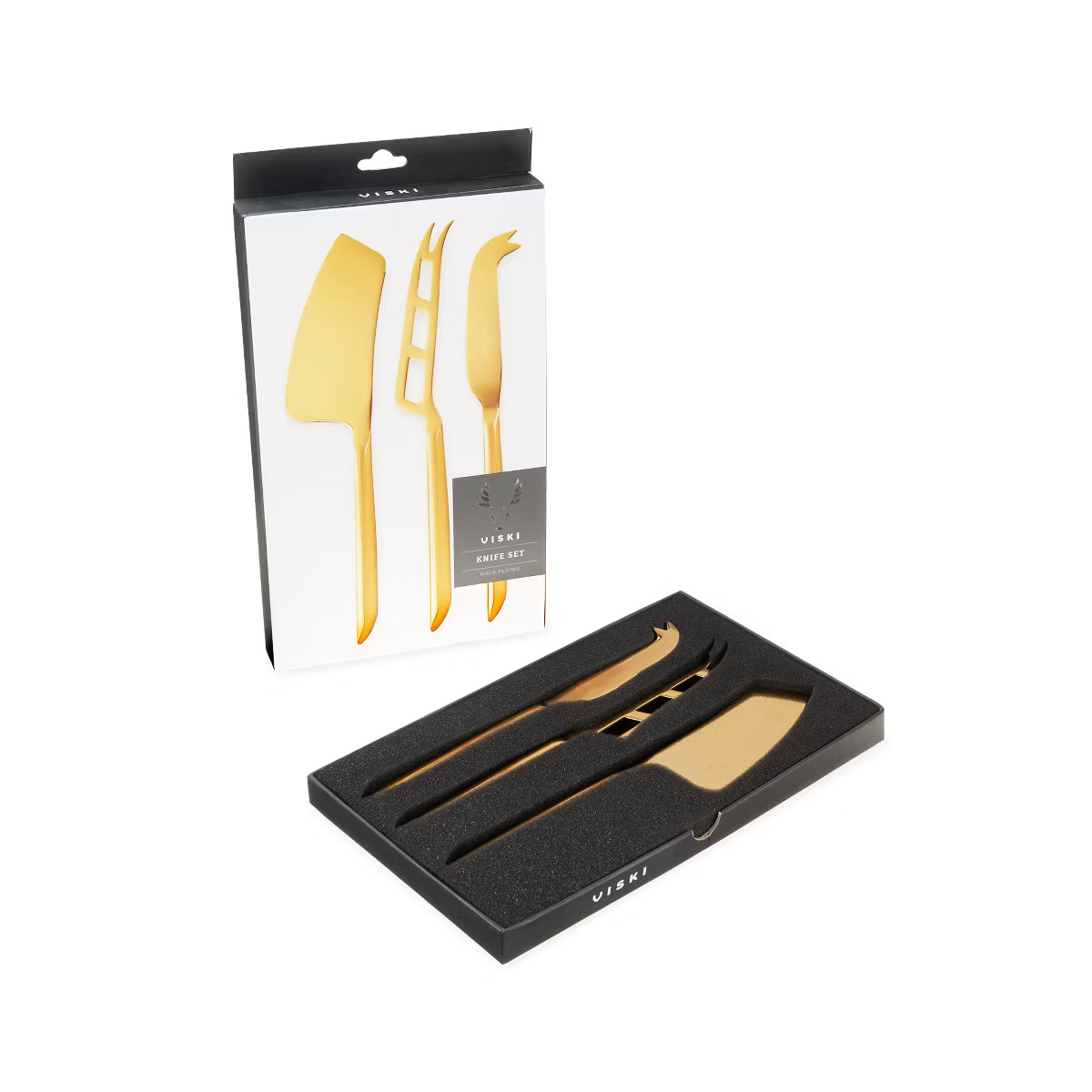 Viski Gold Cheese Knives, Set of 3 Cheese Knives, Stainless Steel with Gold Finish, Cheese Tools,... | Target