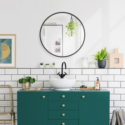 Kinger Home 32-inch Black Circle Wall Mirror Round Wall Mirror for Entryways, Washrooms, and Living Rooms | Target