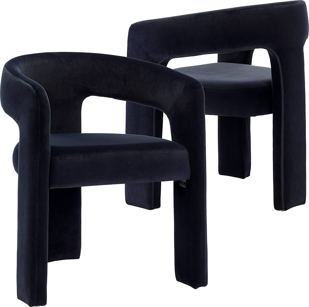 Wahson Set of 2 Velvet Fabric Upholstered Open-Back Dining Chairs, Modern Kitchen Armchair for Di... | Amazon (US)
