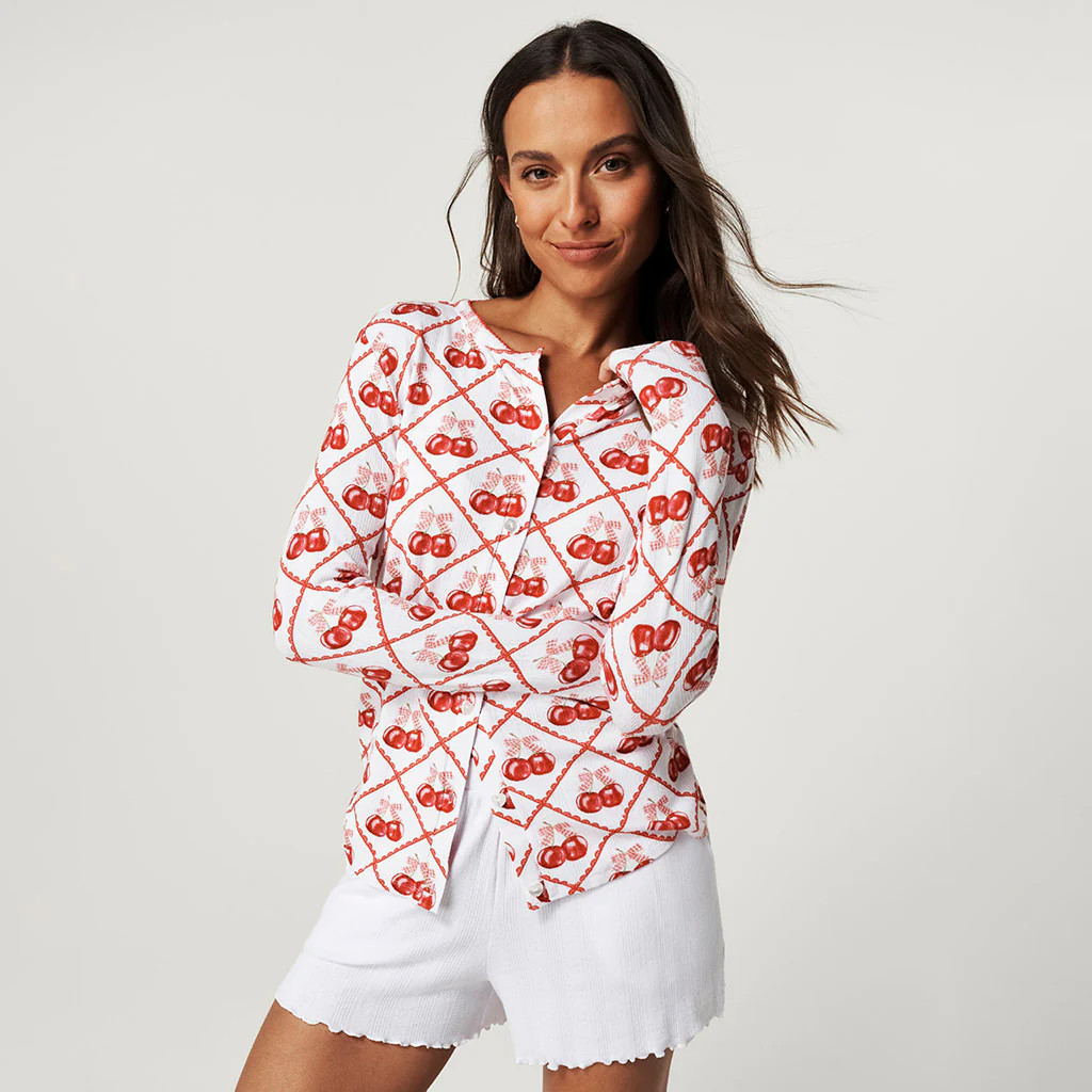 Cherry Red Women's Cardigan | Cheryl | Posh Peanut