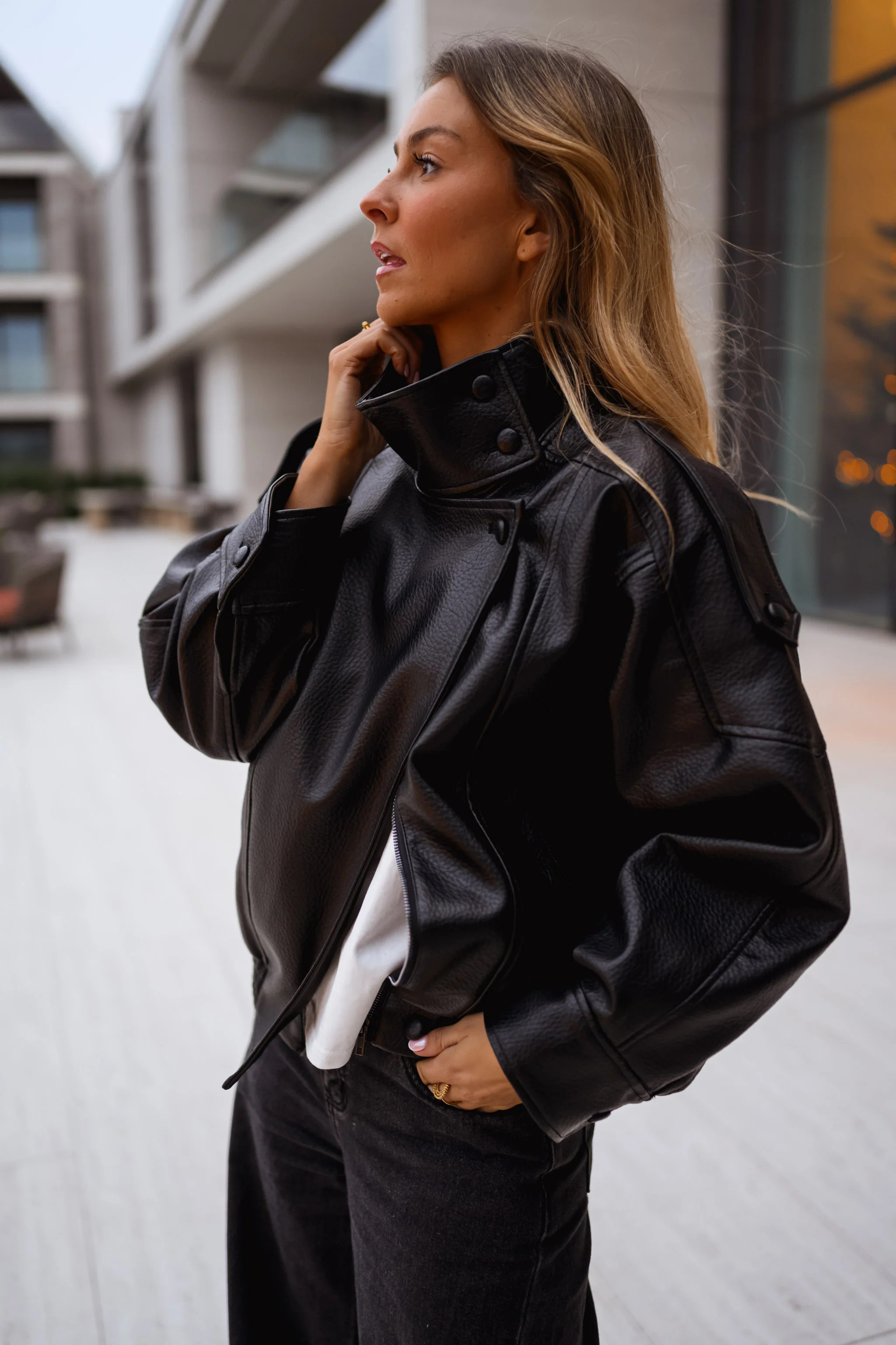 Black Faux Leather Deborah Jacket | Easy Clothes