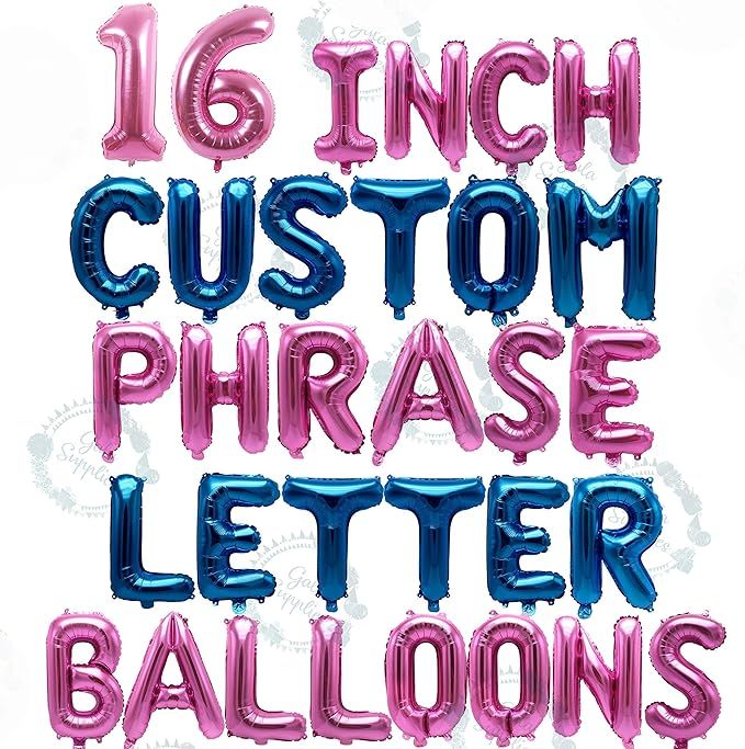 Letter Balloons - Custom Phrase 16" Inch Alphabet Letters & Numbers Foil Mylar Balloon | Create Y... | Amazon (US)
