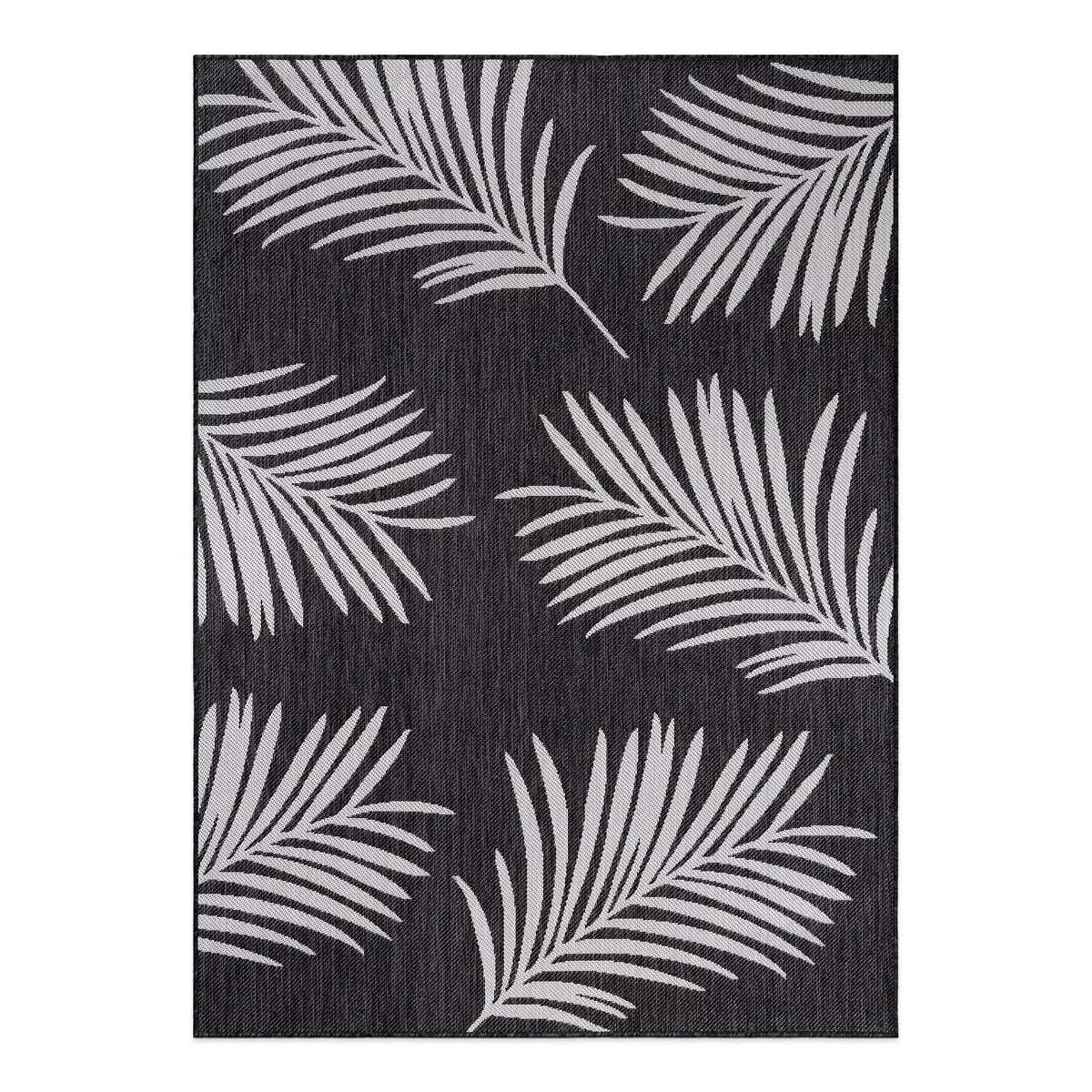World Rug Gallery Contemporary Palm Leaves Textured Flat Weave Indoor/Outdoor Area Rug - BLACK 5'... | Target