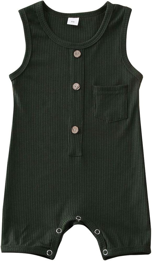 Luckinbaby Newborn Unisex Baby Solid Onesies Basic Plain Rib Stitch Sleeveless Bodysuit Clothes f... | Amazon (US)