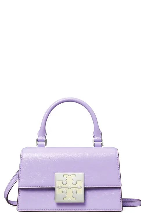 Tory Burch Mini Bon Bon Faux Patent Leather Top Handle Bag in Pale Lavender at Nordstrom | Nordstrom