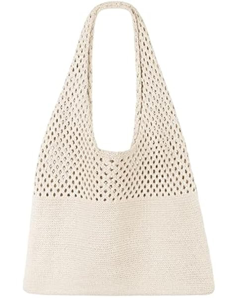 Ovida Crochet Mesh Beach Tote Bag Summer Y2K Aesthetic Knit Shoulder Bag Large Capacity Hobo Bag ... | Amazon (US)