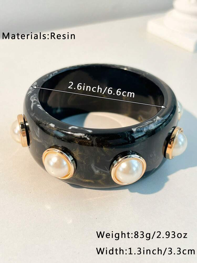 Black gold pearl bangle | SHEIN