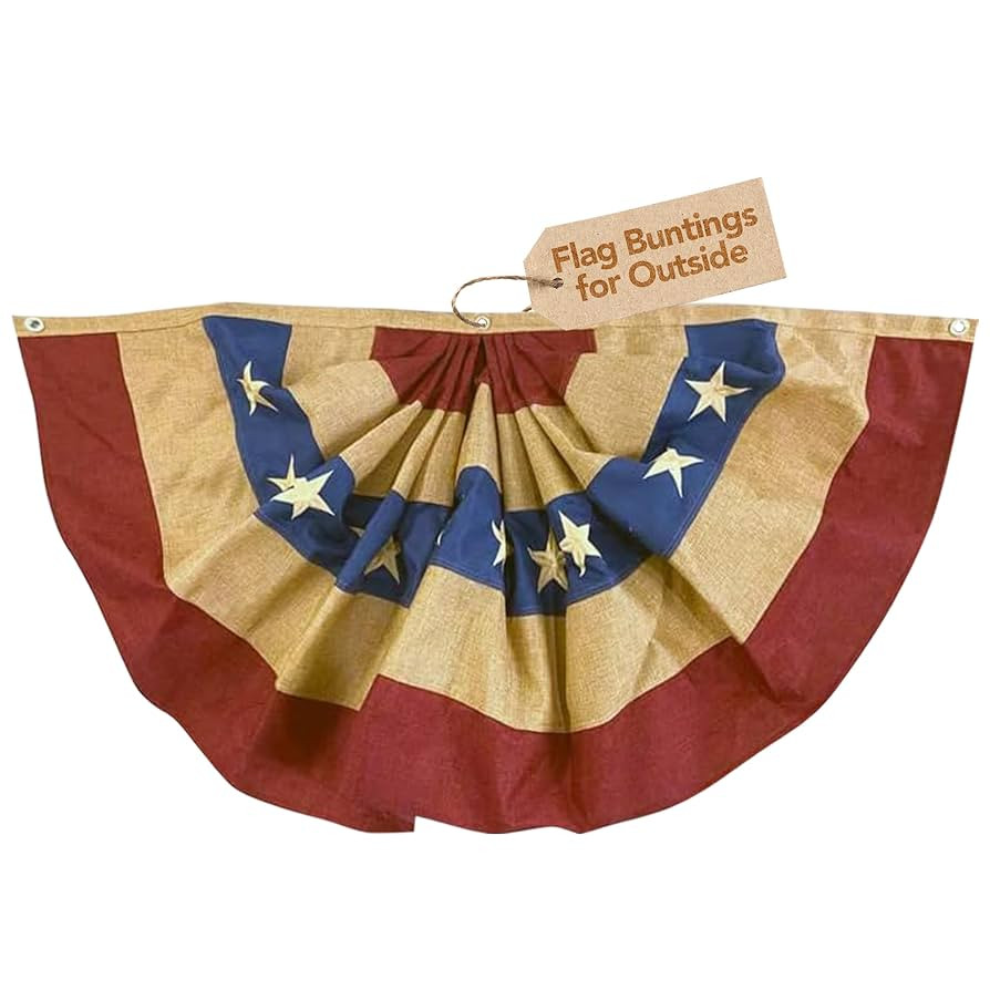 Burlap Patriotic Bunting USA 48" x 24" Pleated Banner with Grommets | Amazon (US)