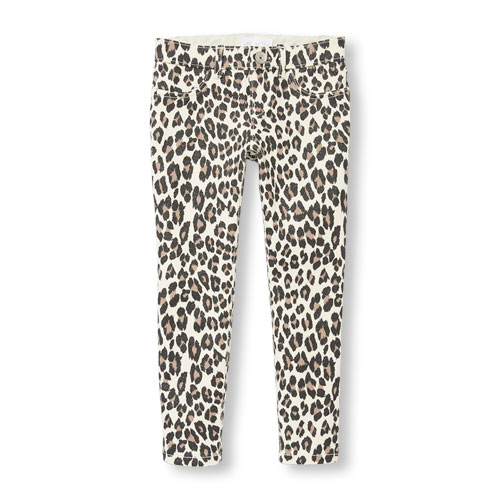 Girls Glitter Leopard French Terry Pull On Jeggings | The Children's Place