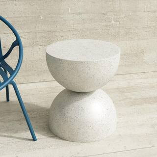 Jamesdar Alina 14.5 in. Round Concrete End Table - Stone White Finish for Indoor or Outdoor JKTAB... | The Home Depot