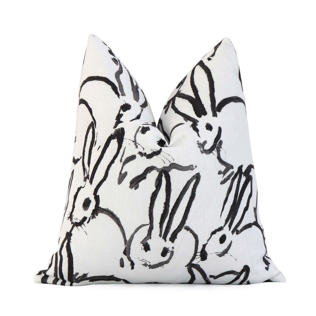 Lee Jofa Hutch Black Bunny Throw Pillow Cover With Zipper, Black and Off-white Rabbit Designer Lu... | Etsy (US)