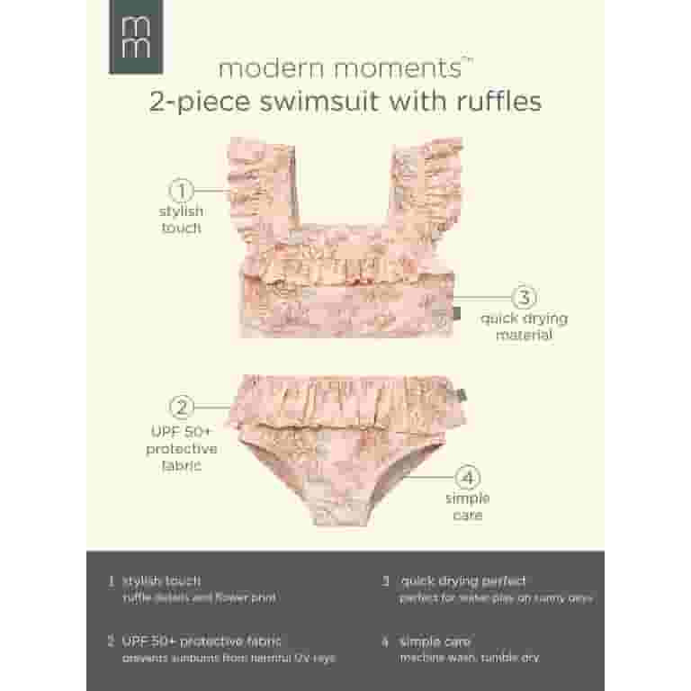 Modern Moments by Gerber Toddler Girl Swimsuit with Ruffles, Sizes 12M - 5T - Walmart.com | Walmart (US)