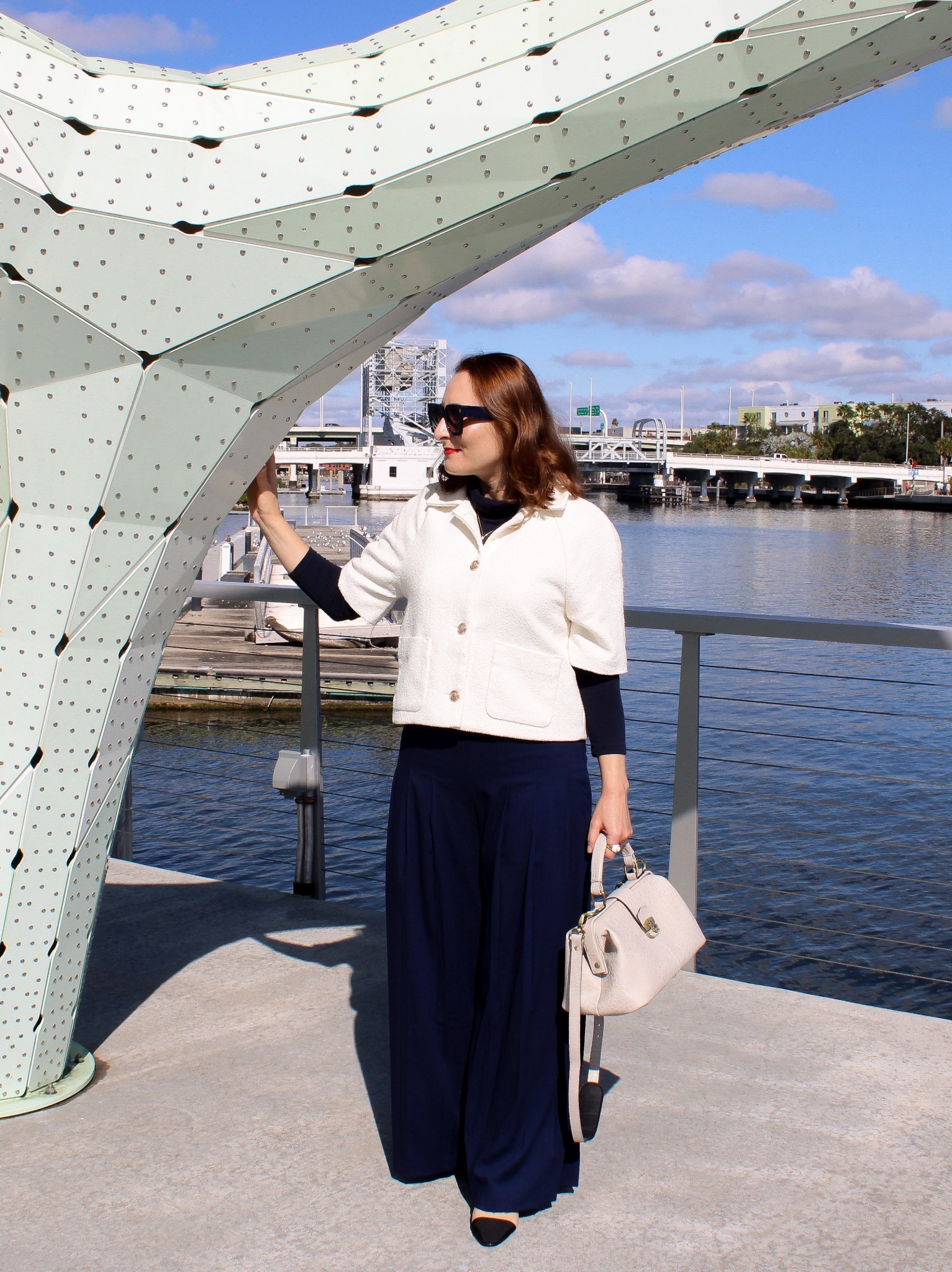 An outfit perfect for cold days in Florida. These wide-leg pleated pants are in stock and in major sale (under $23!). Linking a similar jacket, also on sale as the exact one I’m wearing is sold out. 