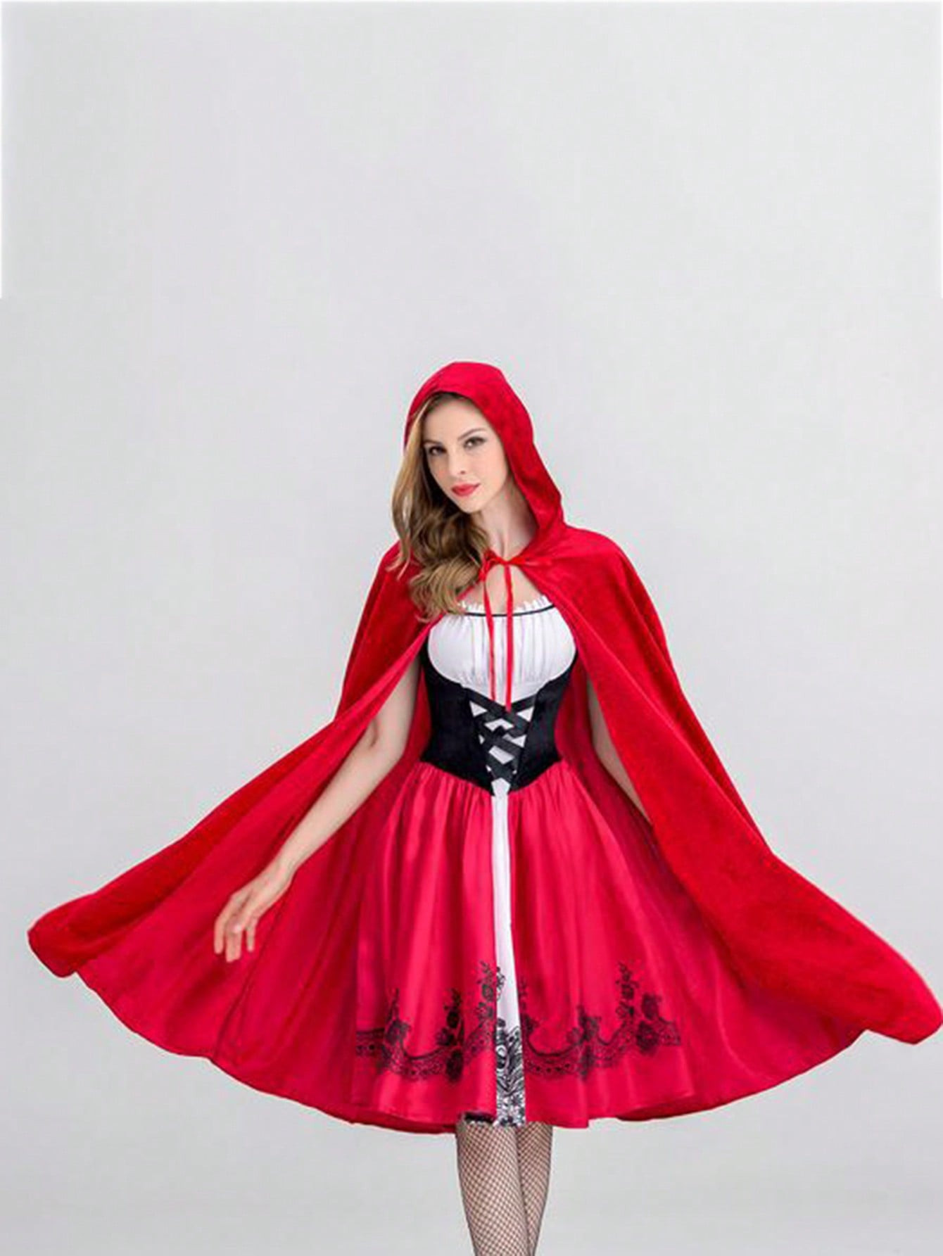 1pc Little Red Riding Hood Cosplay Costume  Castle Queen Cape Fairy Tale Cosplay Costume Hallowee... | SHEIN