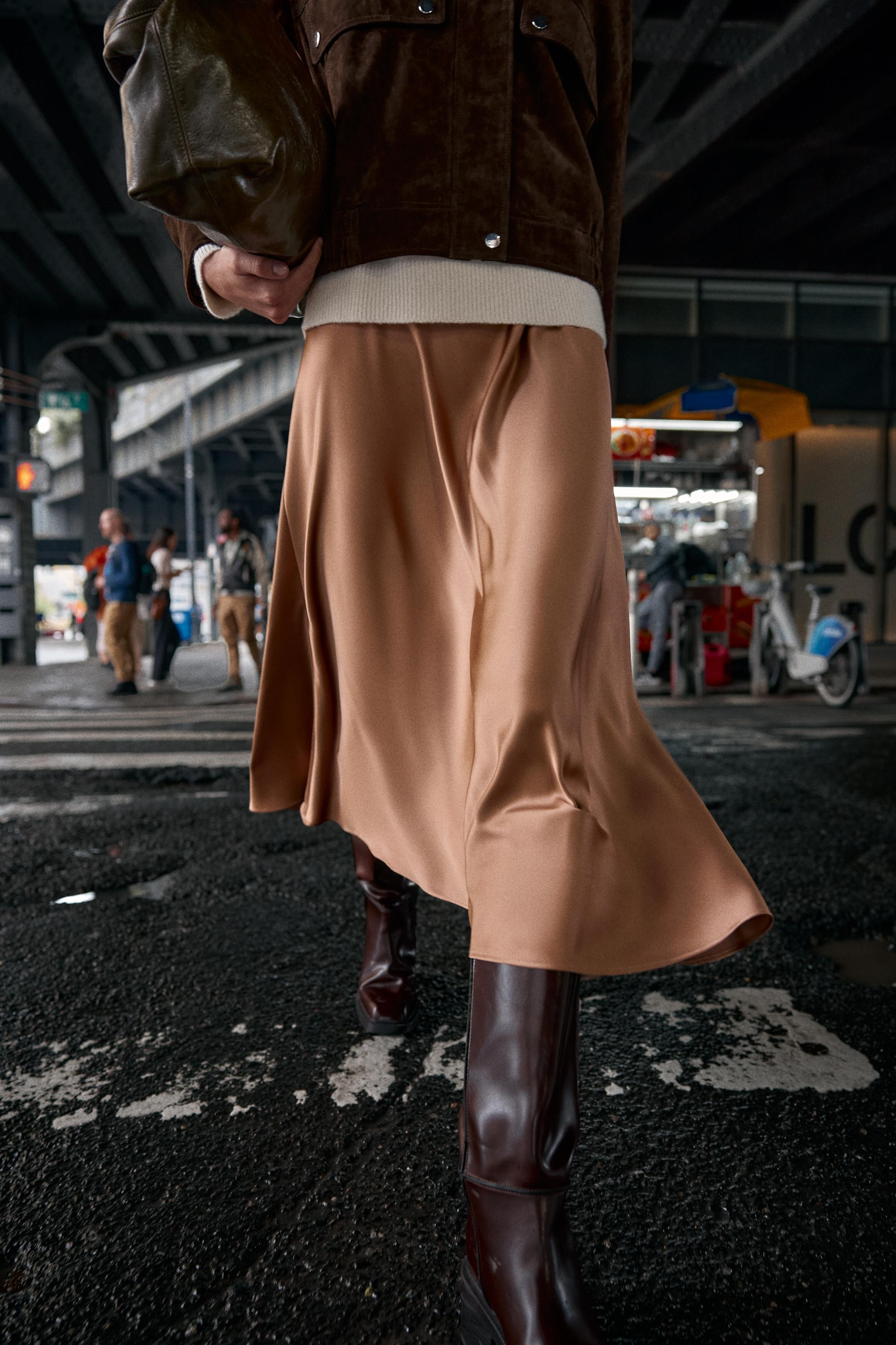 SATIN MIDI SKIRT | Zara US