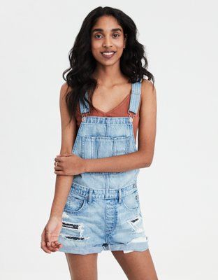 AE Tomgirl Denim Short Overall | American Eagle Outfitters (US & CA)