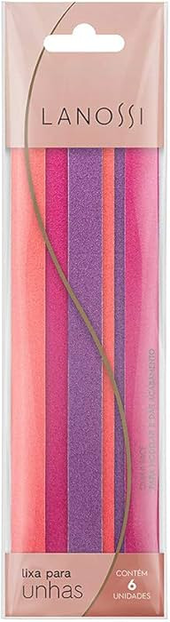 Conjunto de Lixas Dupla Face para Unhas, Contém 6 Unidades, Cores Laranja, Rosa e Roxo, Lanossi. | Amazon (BR)