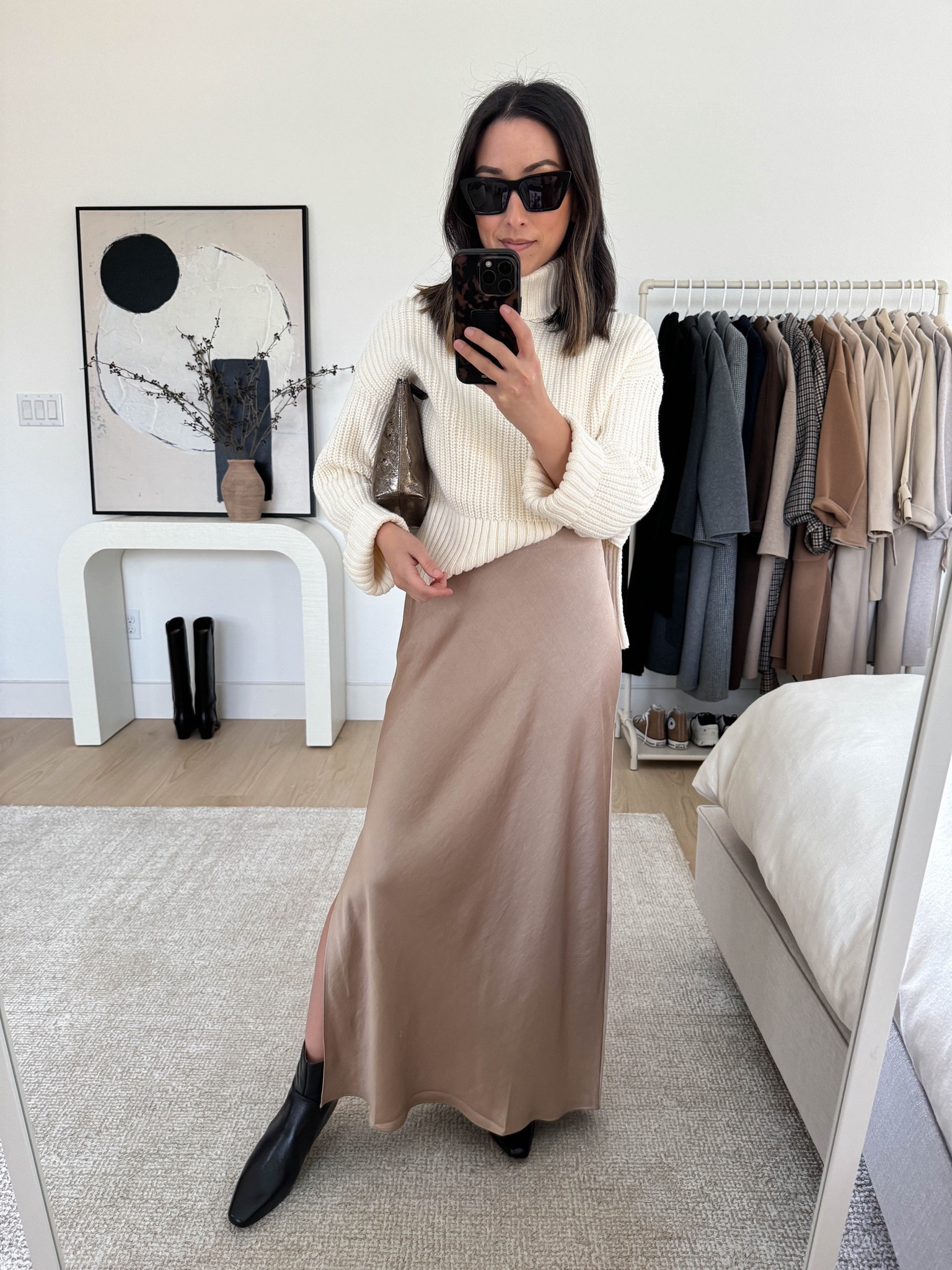 Madewell dime boots on sale! 

The most incredible Madewell slip skirt. Size down. So flattering and comfy!

Madewell sweater xs
Madewell skirt 0. Need the 00
Madewell boots 5. Size up a half size. 
Madewell pouch 

Boots, fall style, holiday outfits, holiday parties 

#LTKshoecrush #LTKsalealert #LTKSeasonal