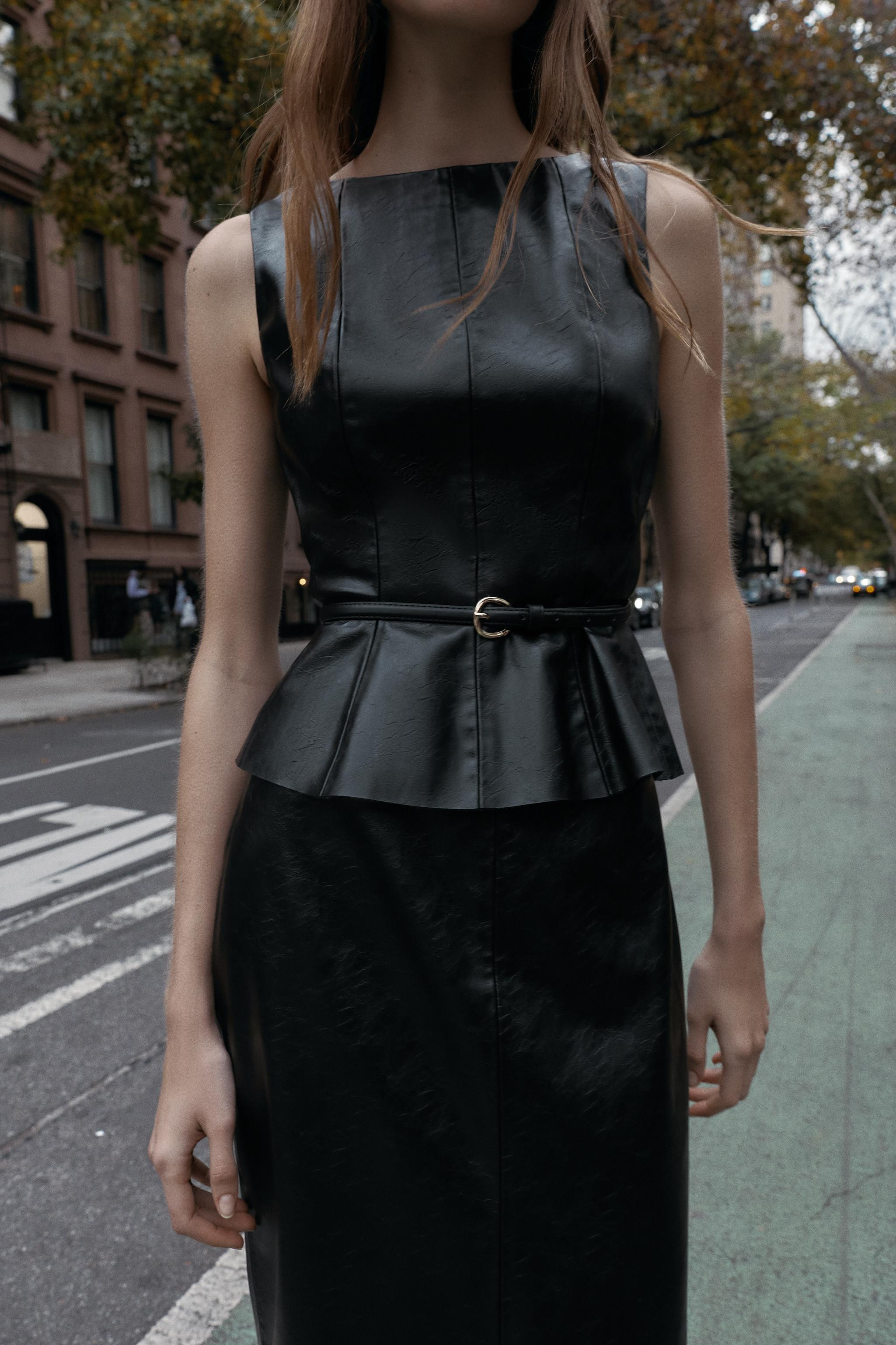 FAUX LEATHER BELTED TOP | Zara UK