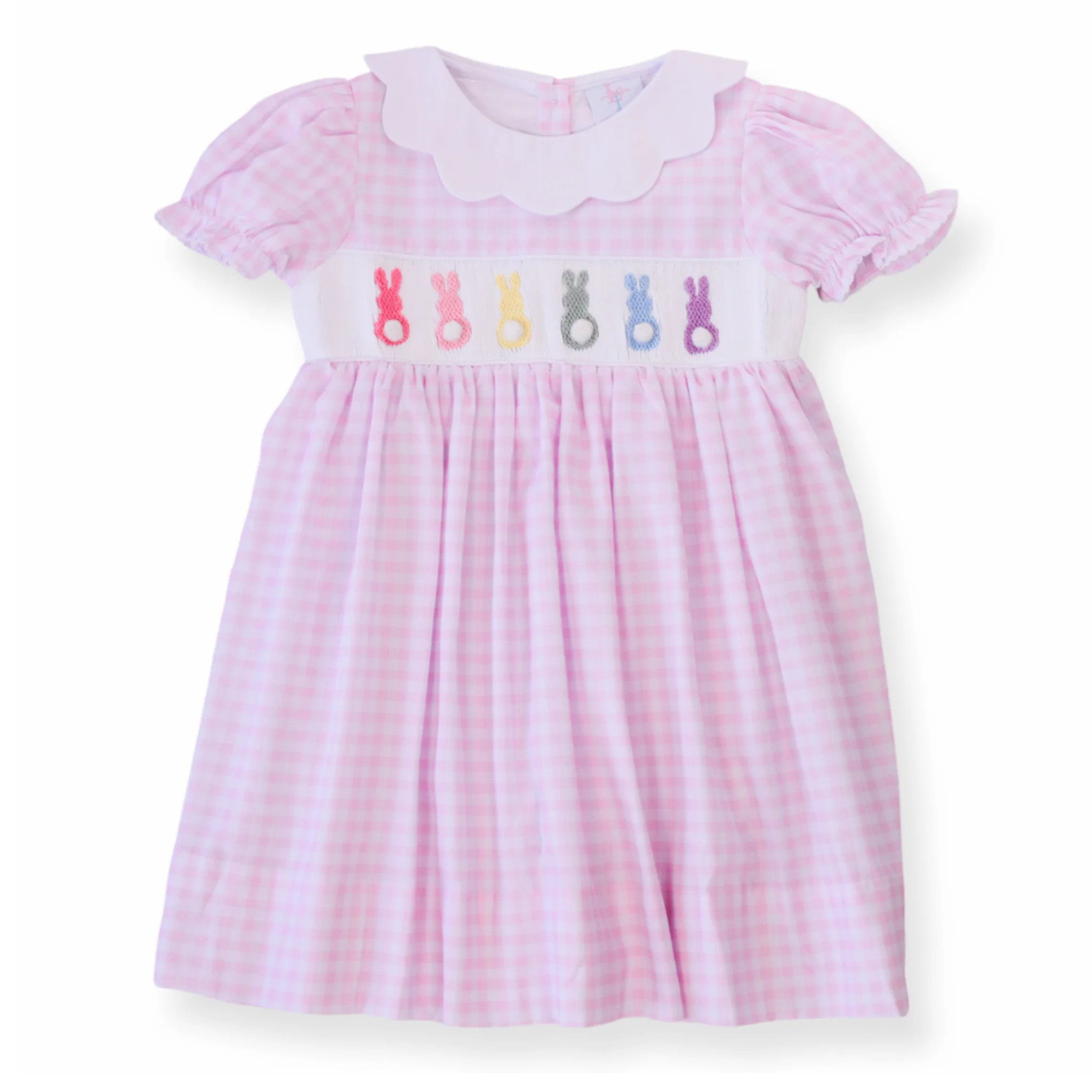 Emilie Easter Bunny Pink Gingham Smocked Dress | Lillie & Lilah