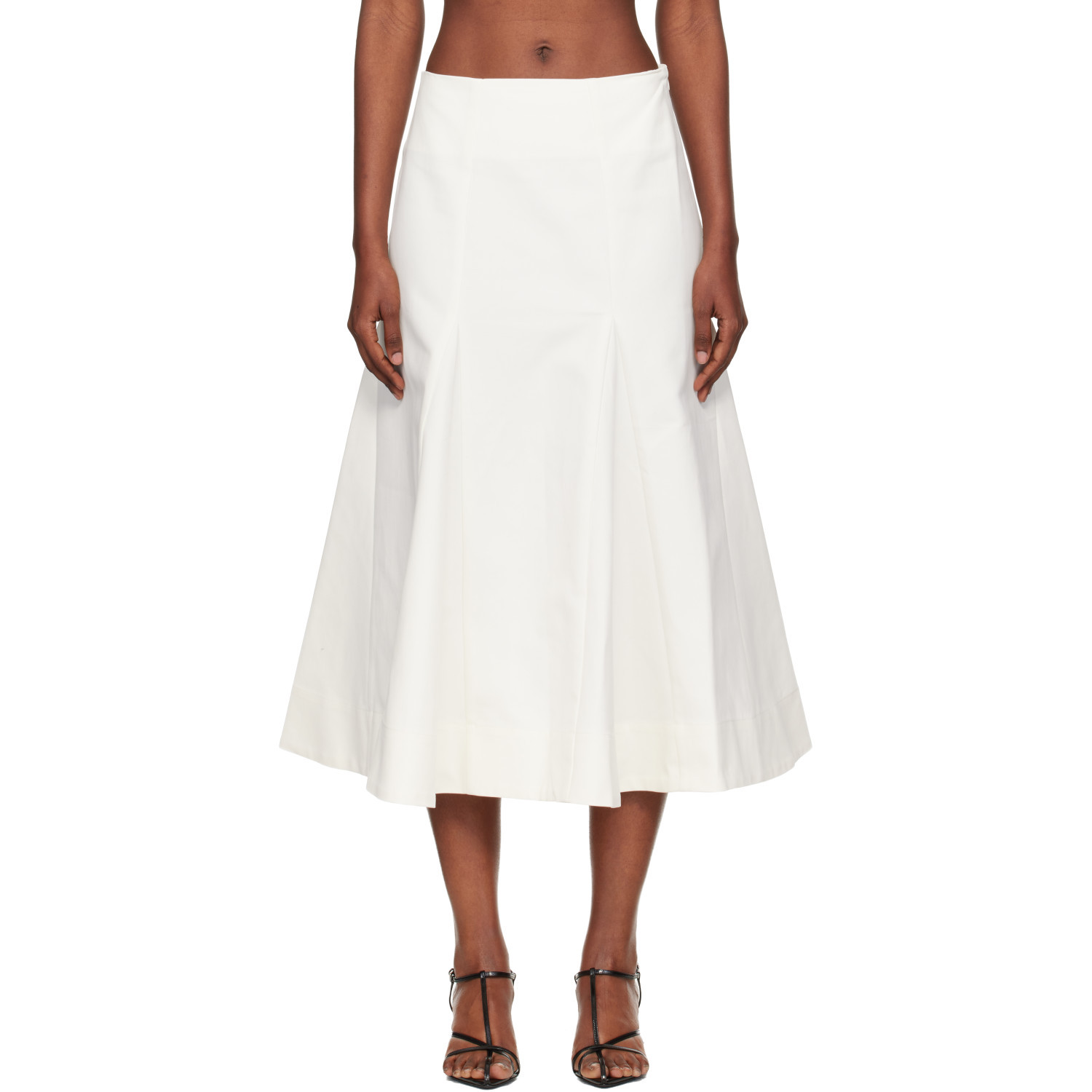 Róhe Off-White Sculptural Cotton Midi Skirt | SSENSE