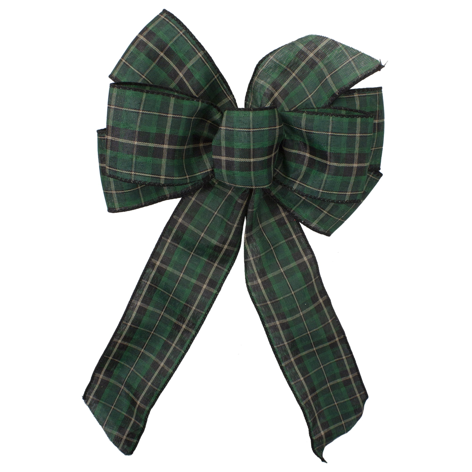 Northlight Plaid 6-Loop Christmas Bow Decoration - 9" x 14" - Black and Green | Walmart (US)