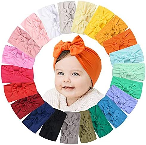 22 PCS Baby Headbands Soft Nylon Hairbands with Bows Girls Hair Accessories for Newborn Infant To... | Amazon (US)