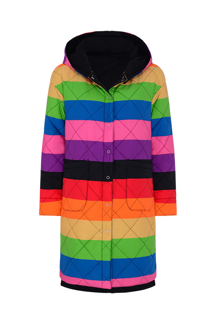 Carter Reversible Rainbow Stripe Quilted Coat | Olivia Rubin