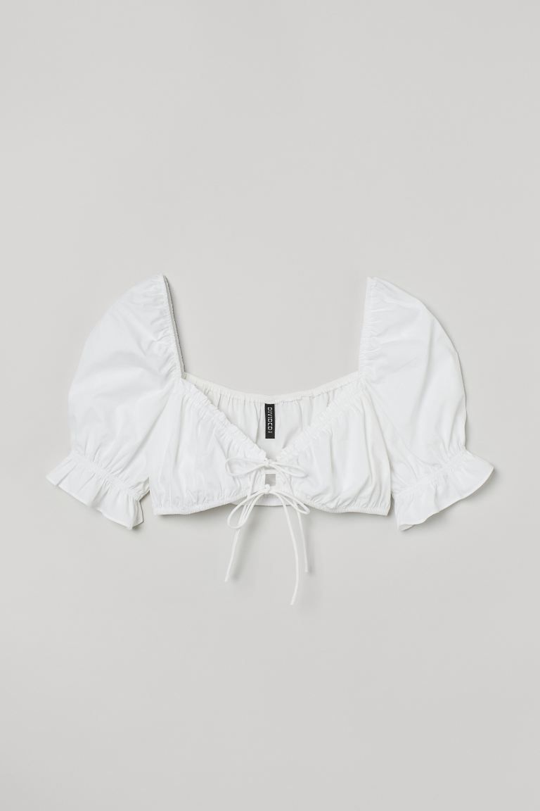 Puff-sleeved cropped top | H&M (UK, MY, IN, SG, PH, TW, HK)