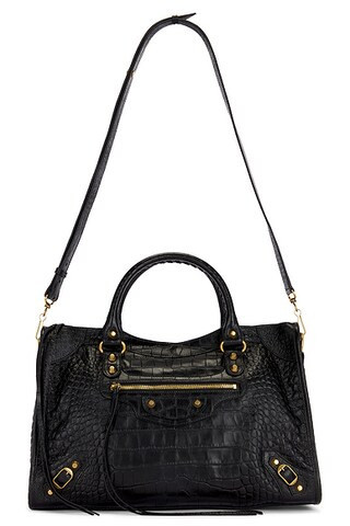 Balenciaga Le City Medium Croc Embossed Bag in Black - Black. Size all. | FWRD 