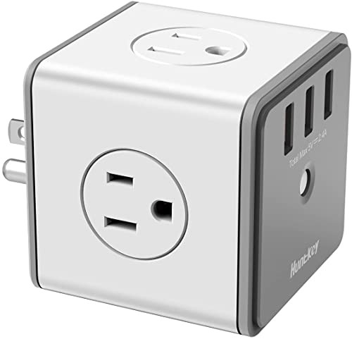 Outlet Extender with USB 4 AC Outlets 3 USB Charging Ports, Huntkey Cube Outlet Surge Protector Port | Amazon (US)