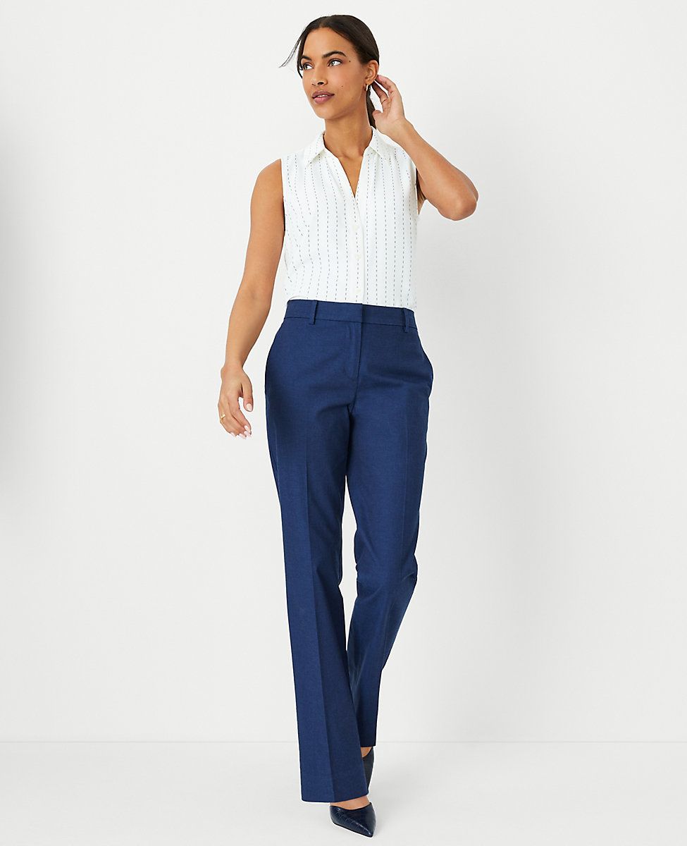 The Sophia Straight Pant in Polished Denim | Ann Taylor (US)