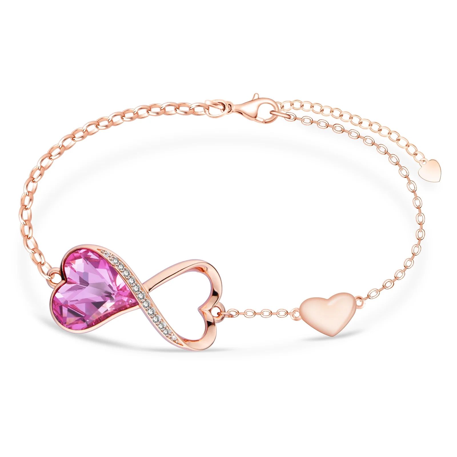 Beutirer Infinity Bracelets for Women 18K Gold Plated, Love Heart Crystal Charm Bracelet, Silver ... | Walmart (US)