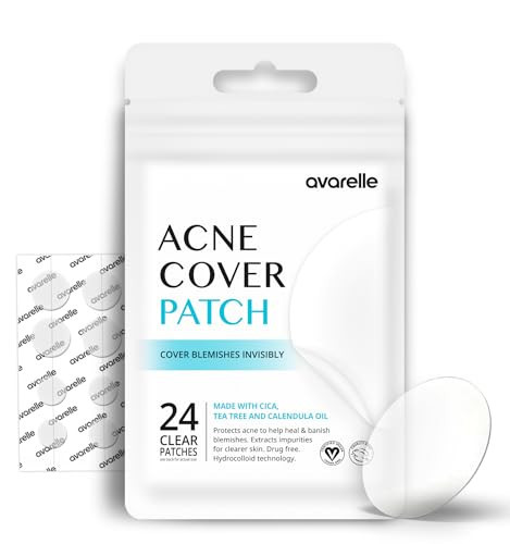 AVARELLE Acne Cover Patch Original Hydrocolloid with Tea Tree, Calendula Oil, CICA, Certified Vegan & Cruelty-Free Pimple Patches for Face (24 Patches) | Amazon (US)