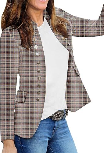 GRAPENT Women's Business Casual Buttons Pockets Open Front Blazer Suit Cardigan | Amazon (US)